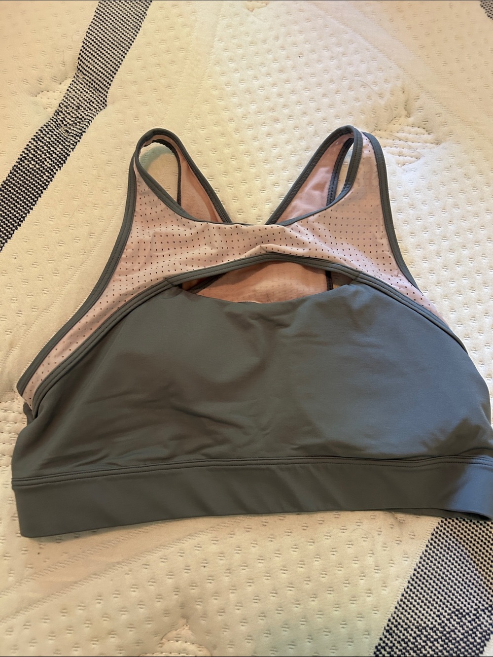 Fabletics Two-Tone Dusty Pink & Slate Sports Bralette